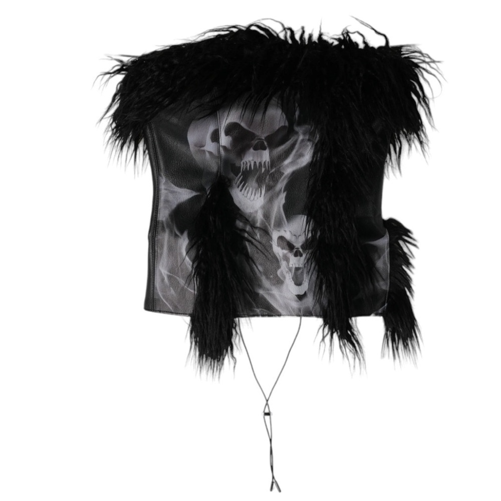 Namilia DOOMSDAY FAUX FUR CORSET black smoke grey women’s size xl new with tag